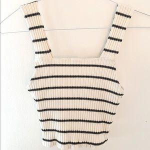 American Eagle Black and White Stripped Tank Top